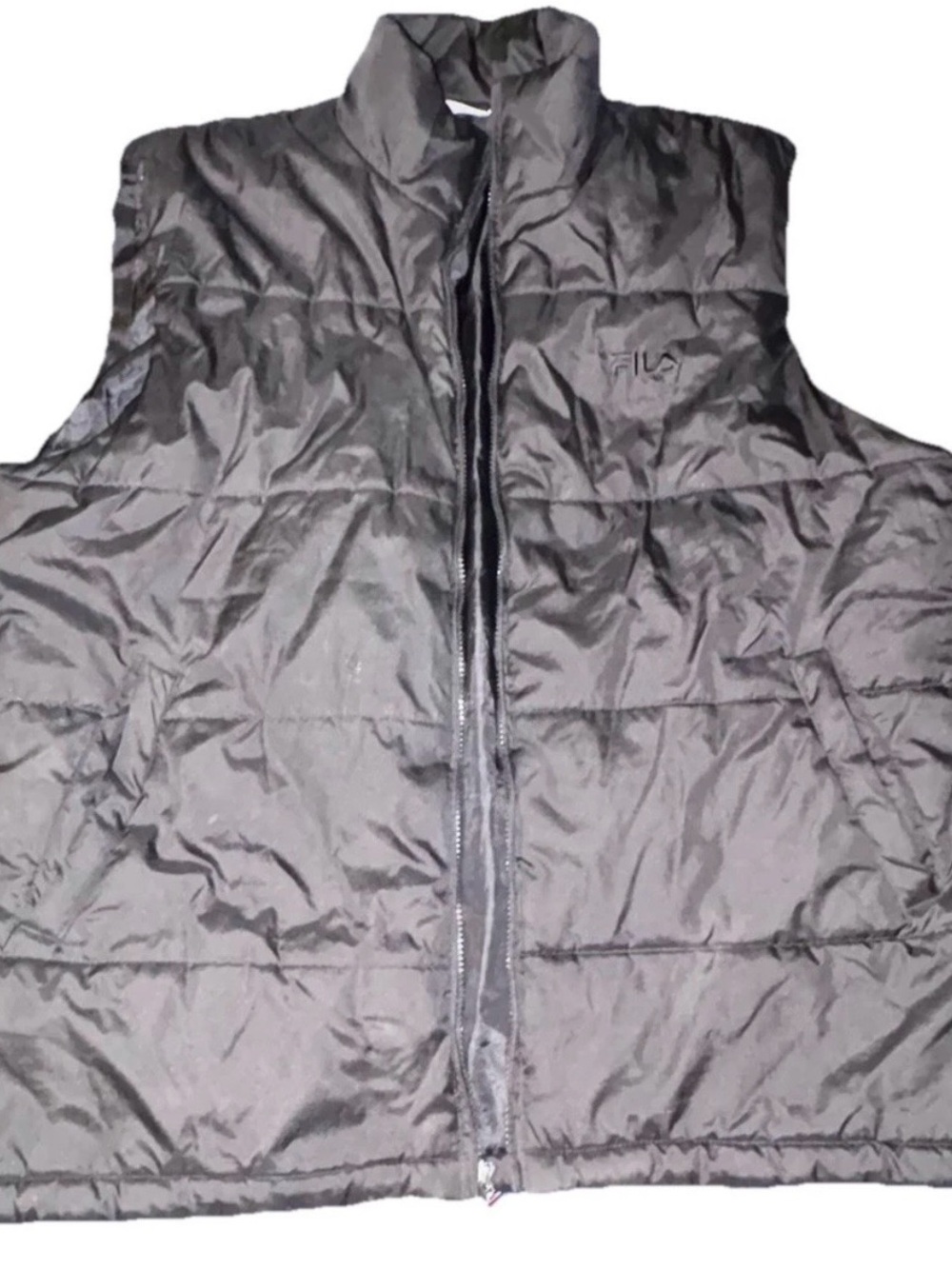 FILA Men's Dark Gray Quilted Puffer Vest Black size 2XL